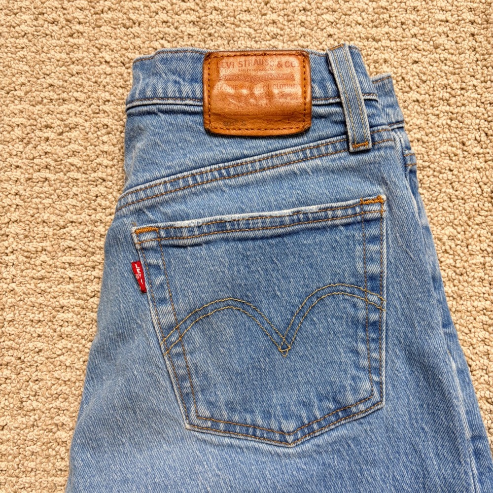 Levis 501 Original Fit High Rise Straight Leg Blue Distressed Jeans - Picture 2 of 11